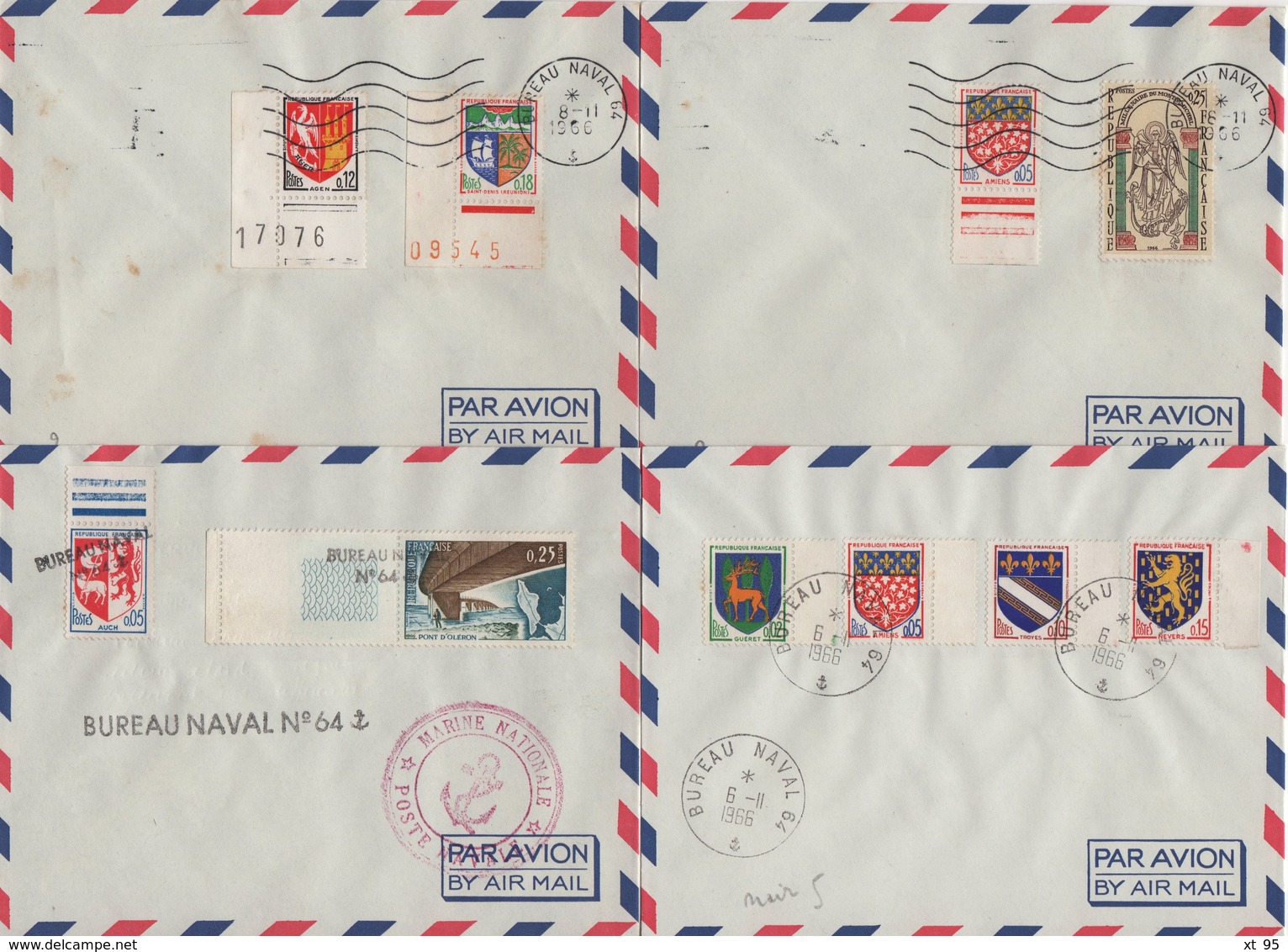 Bureau Naval N°64 - Lot De 4 Lettres - Posta Marittima