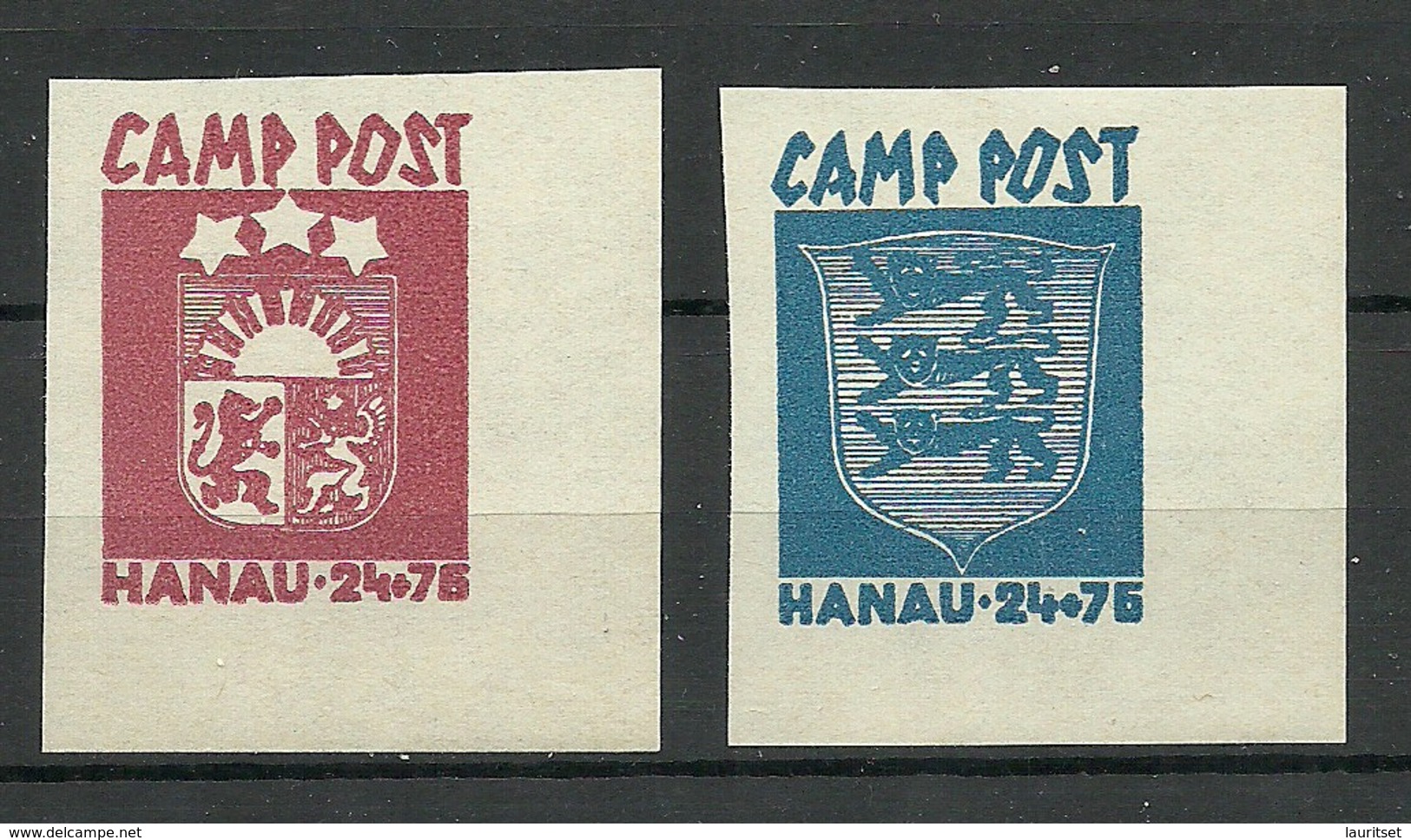 ESTONIA Estland & LETTLAND Latvia 1946 DP Camp Lagerpost Hanau Germany MNH - Estland