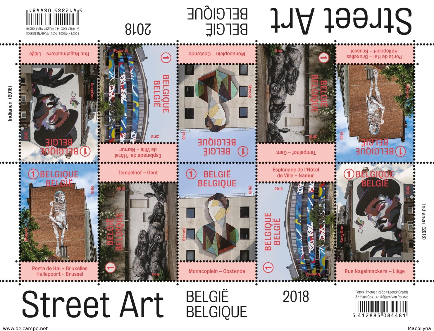 Belgische Streetart  In Beeld....België 2018 Belgium 2018 Street Art MNH Postfrisch 4770/74** - Unused Stamps