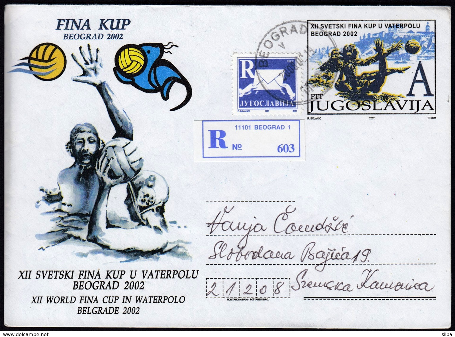 Yugoslavia Serbia Belgrade 2002 / Waterpolo World FINA Cup / Postal Stationery R Letter - Water Polo