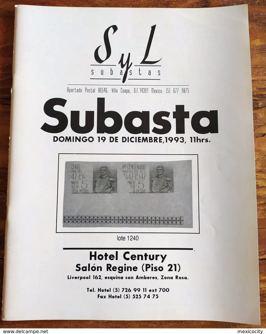 SYL AUCTIONS Shelton Liera Classic Mexico Auction Catalog December 1993 Rare, Essential Literature - Mexico