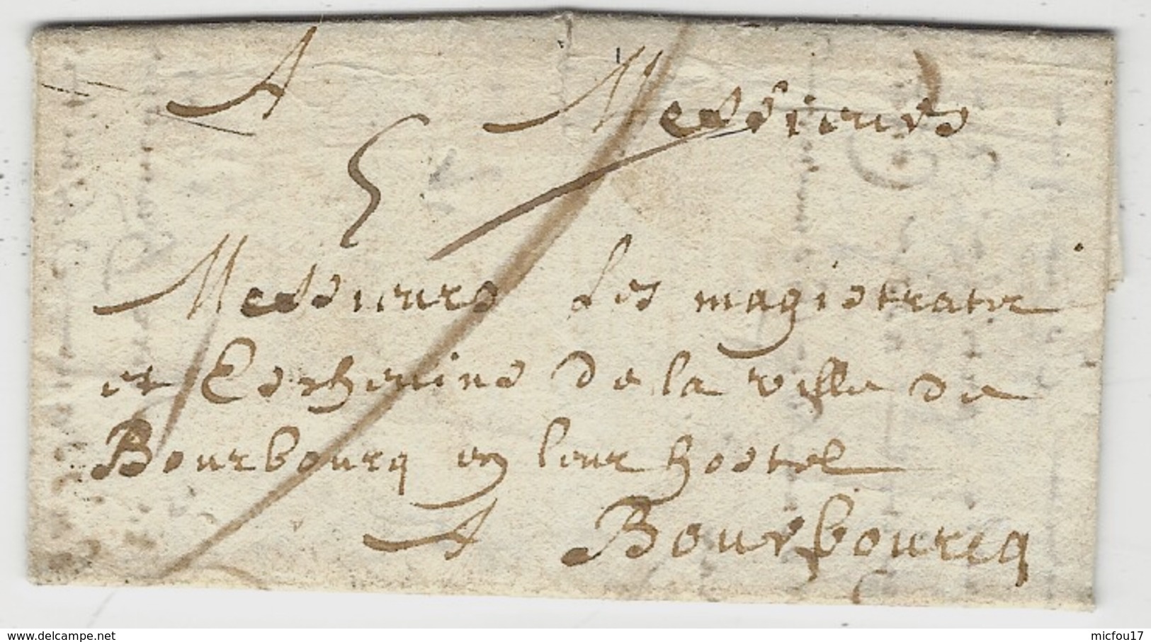 1679-  Lettre D'Amiens ( Somme )  Pour Bourbourg  ( Nord )  TAXE 5 Sols - ....-1700: Précurseurs