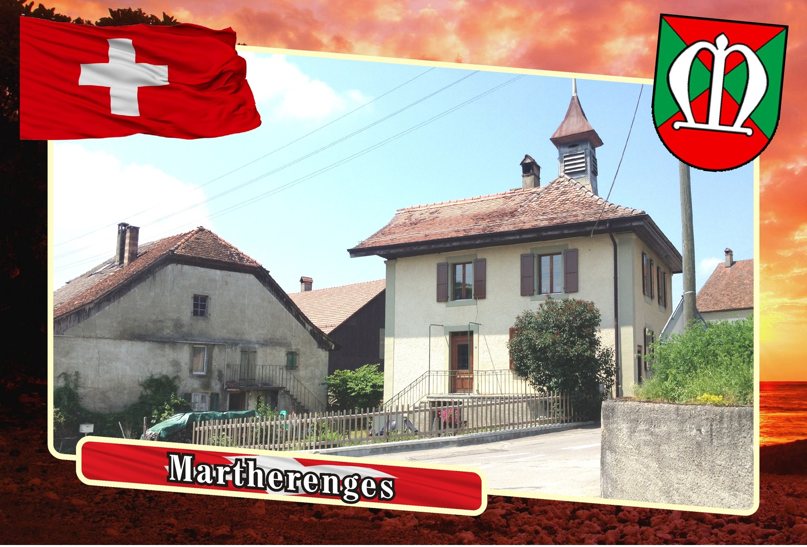 Postcard, REPRODUCTION, Municipalities Of Switzerland, Martherenges - Cartes Géographiques