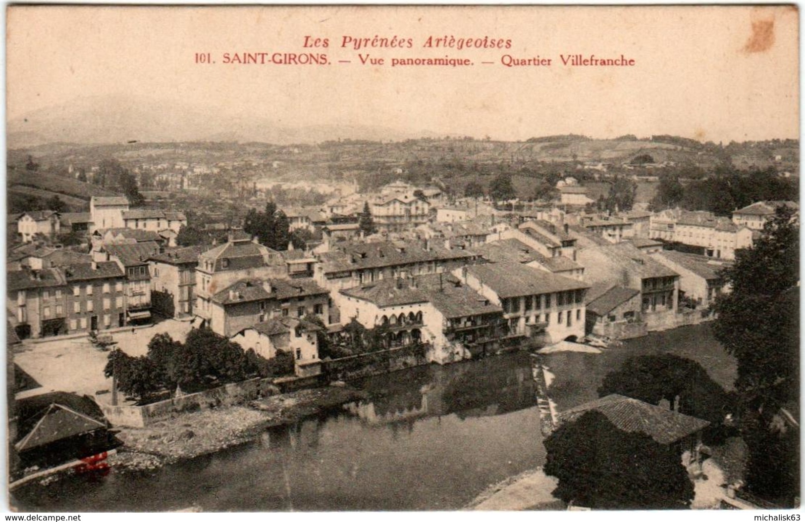 3YP 32 CPA - SAINT GIRONS - VUE PANORAMIQUE - QUARTIER VILLEFRANCHE - Saint Girons