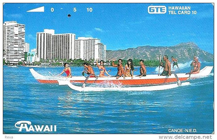 USA HAWAII 10 UNITS PEOPLE ON CANOE WAIKIKI BEACH WOMAN TAMURA 1990's  READ DESCRIPTION - Hawaï