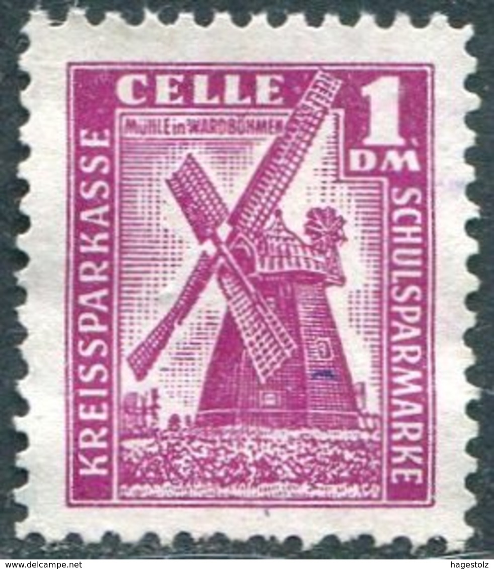 WINDMILL Germany CELLE 1950 Revenue 1 DM P.11,5 Sparmarke Windmühle Moulin à Vent Savings Stamp Fiscal Timbre D'épargne - Molinos