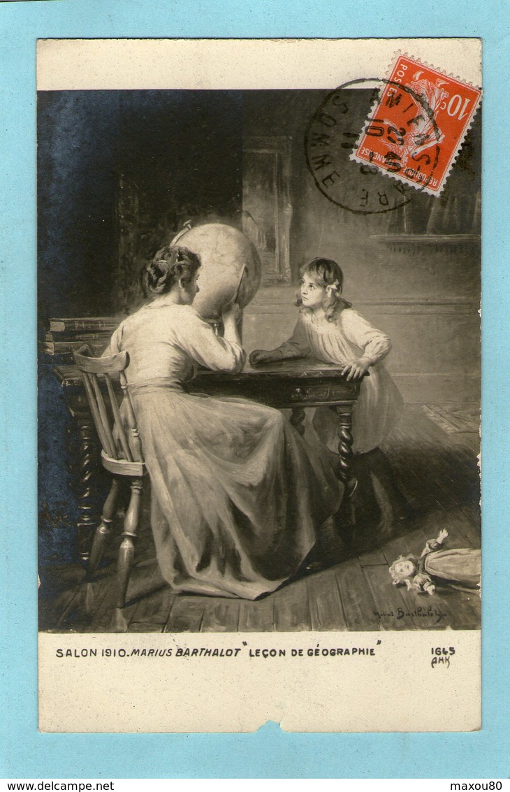 Salon 1910- Marius BARTHALOT " Leçon De Géographie" - Petite Fille - Poupée- Mappemonde - - Ecoles