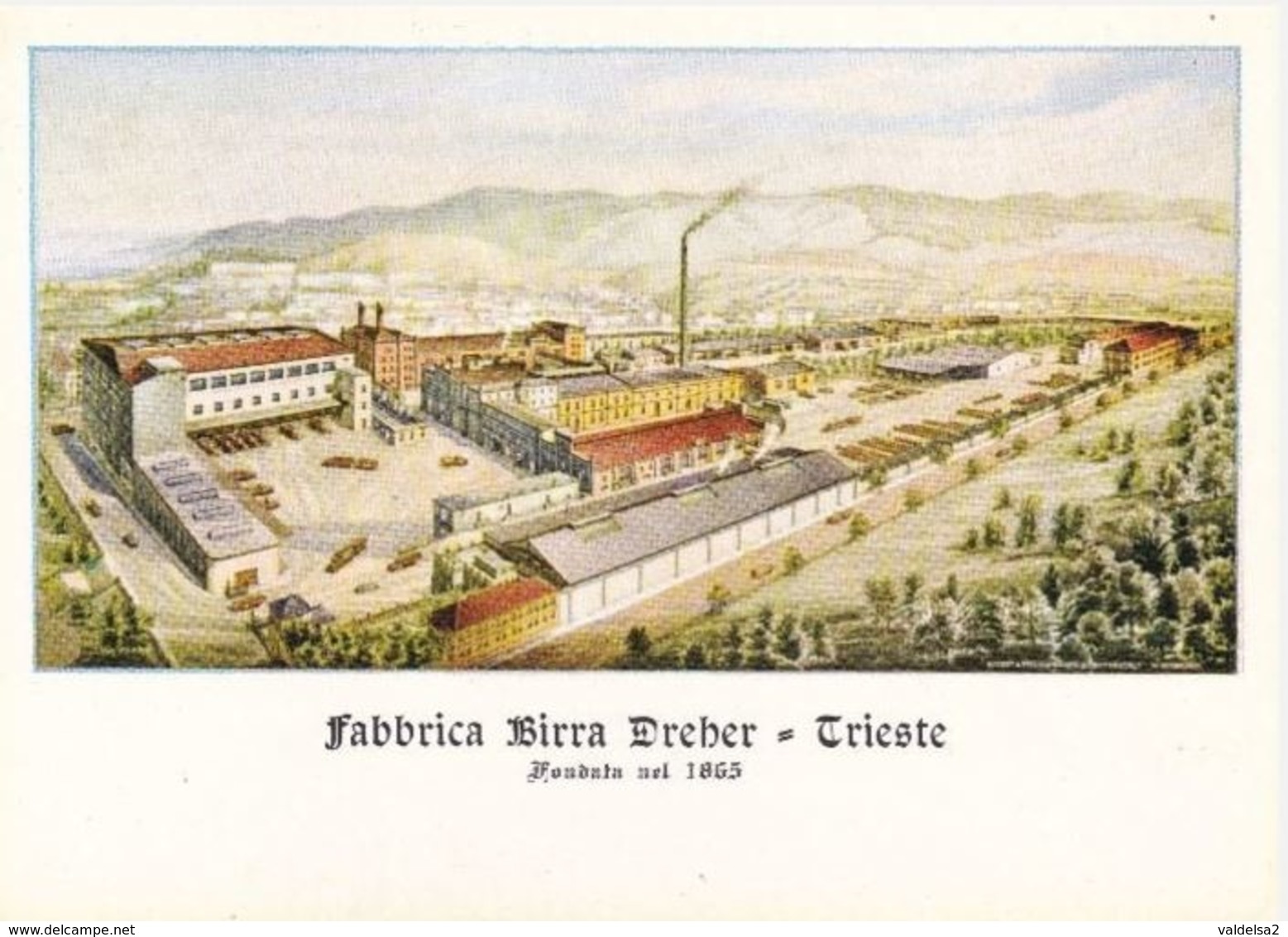 TRIESTE - FABBRICA BIRRA DREHER FONDATA NEL 1865 - DISEGNO PANORAMICO DELLO STABILIMENTO - Trieste