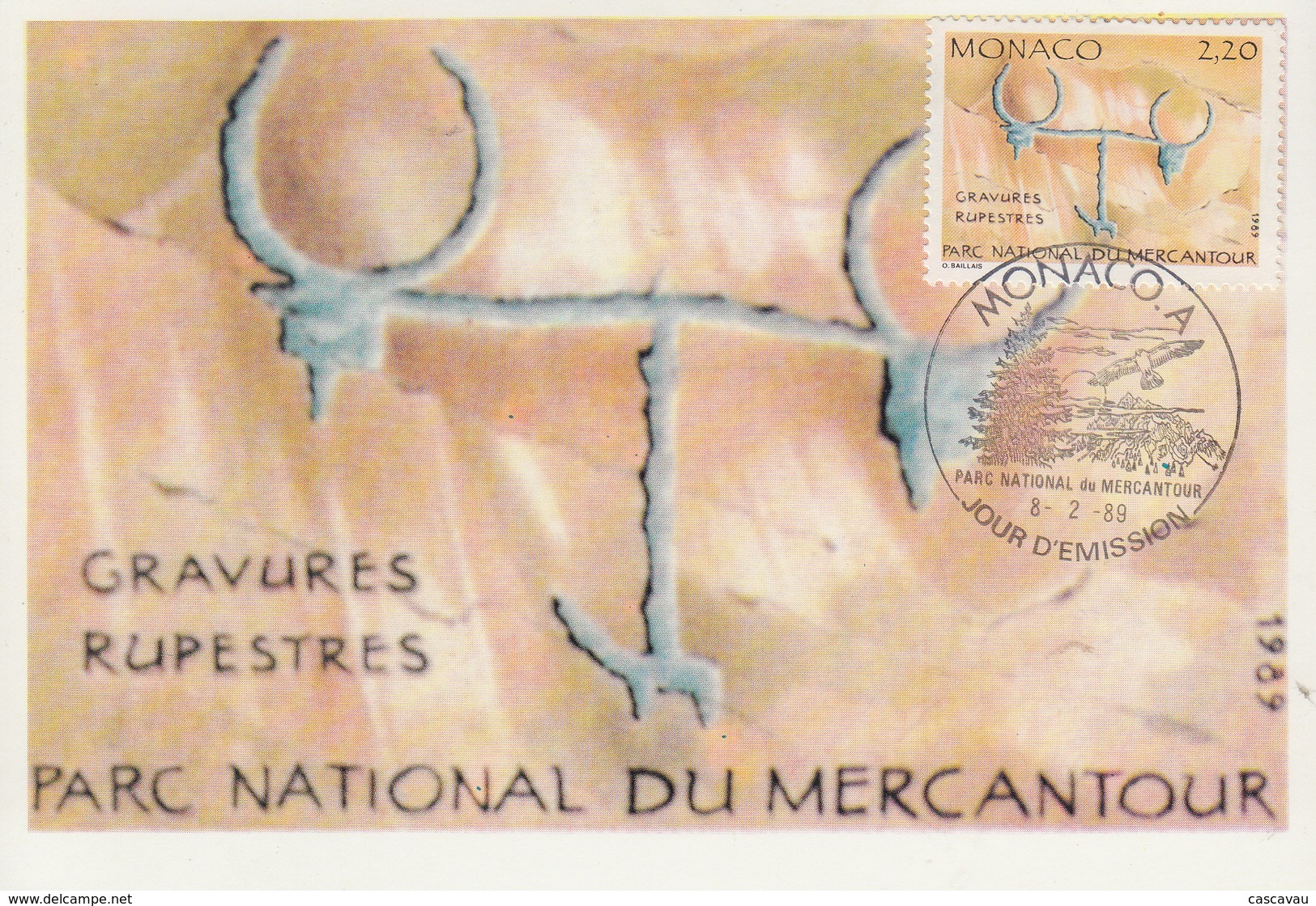 Carte Maximum  1er   Jour    MONACO    Parc  Du  Mercantour   Gravures  Rupestres    1989 - Prehistorie