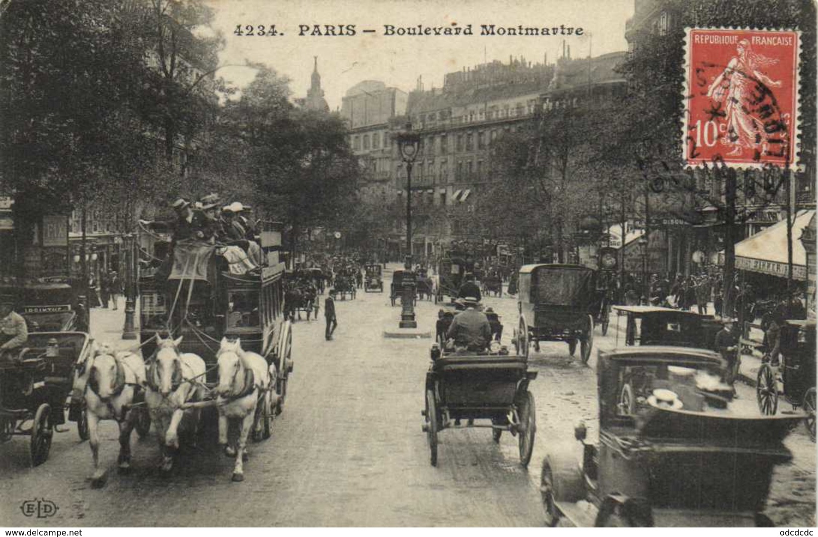 PARIS Boulevard Montmartre Diligence Voiture Attelages RVCachet SAIGON CENTRAL COCHINCHINE - Arrondissement: 02