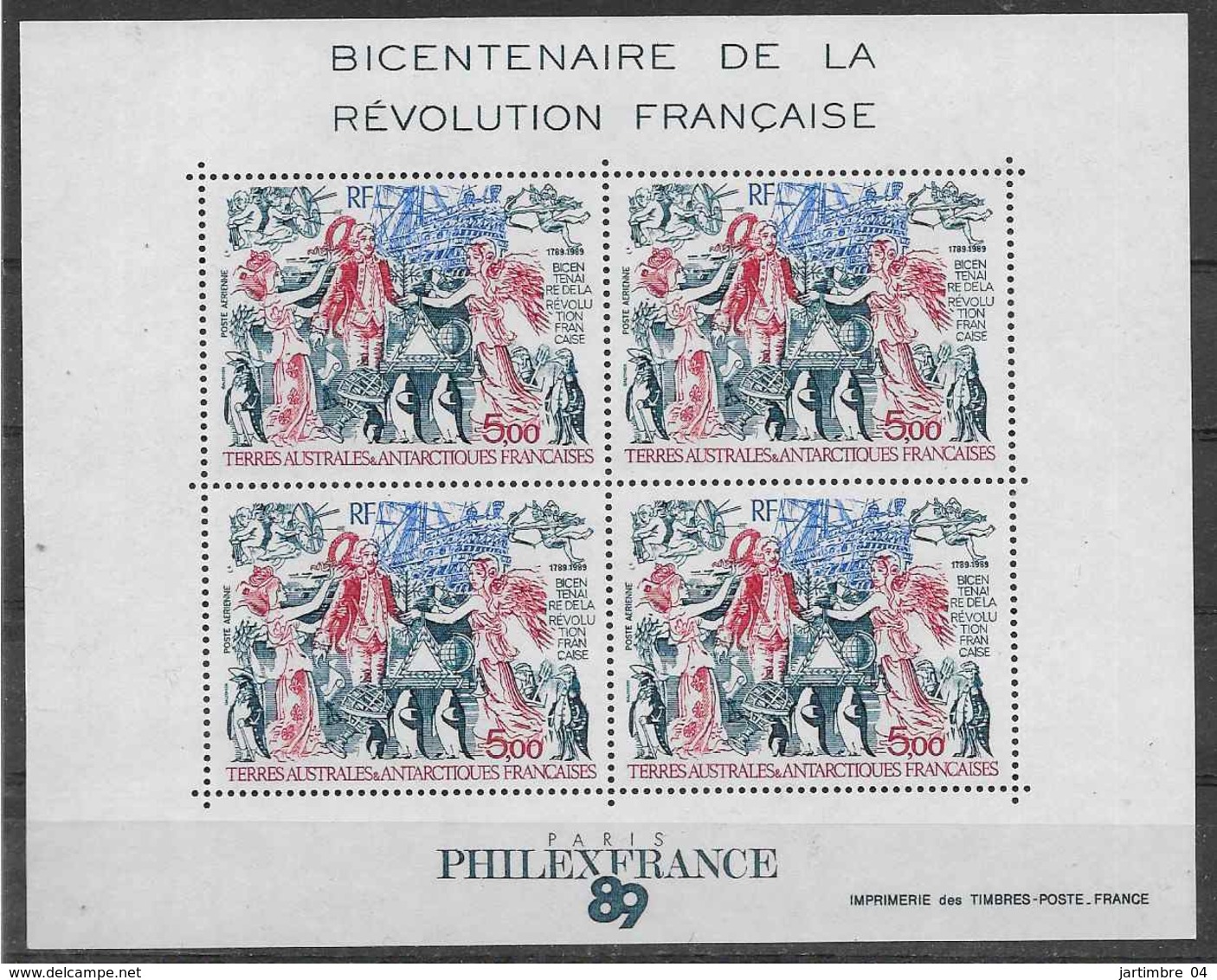 1989 TAAF BF 1**  Bicentenaire Révolution, Bateau - Blocks & Sheetlets