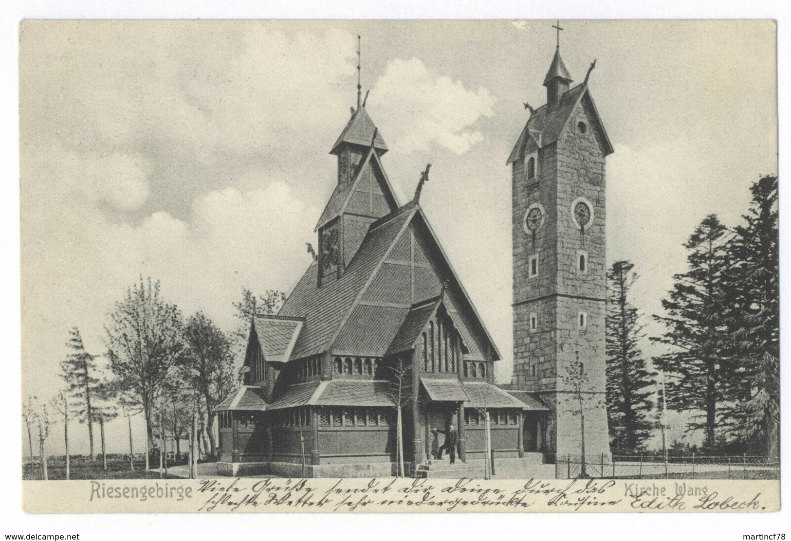 Riesengebirge Kirche Wang 1907 Krummhübel Karpacz Schlesien Ansichtskarte - Schlesien