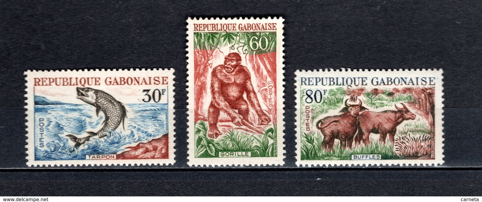 GABON N° 171 à 173   NEUFS SANS CHARNIERE COTE  6.50€  BUFFLE  ANIMAUX - Gabon (1960-...)