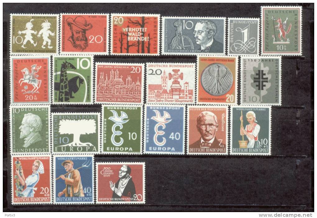 Bund Komplettes Jahr 1958 /  Year 1958 Nr. 281 - 301 Postfrisch ** - Ungebraucht