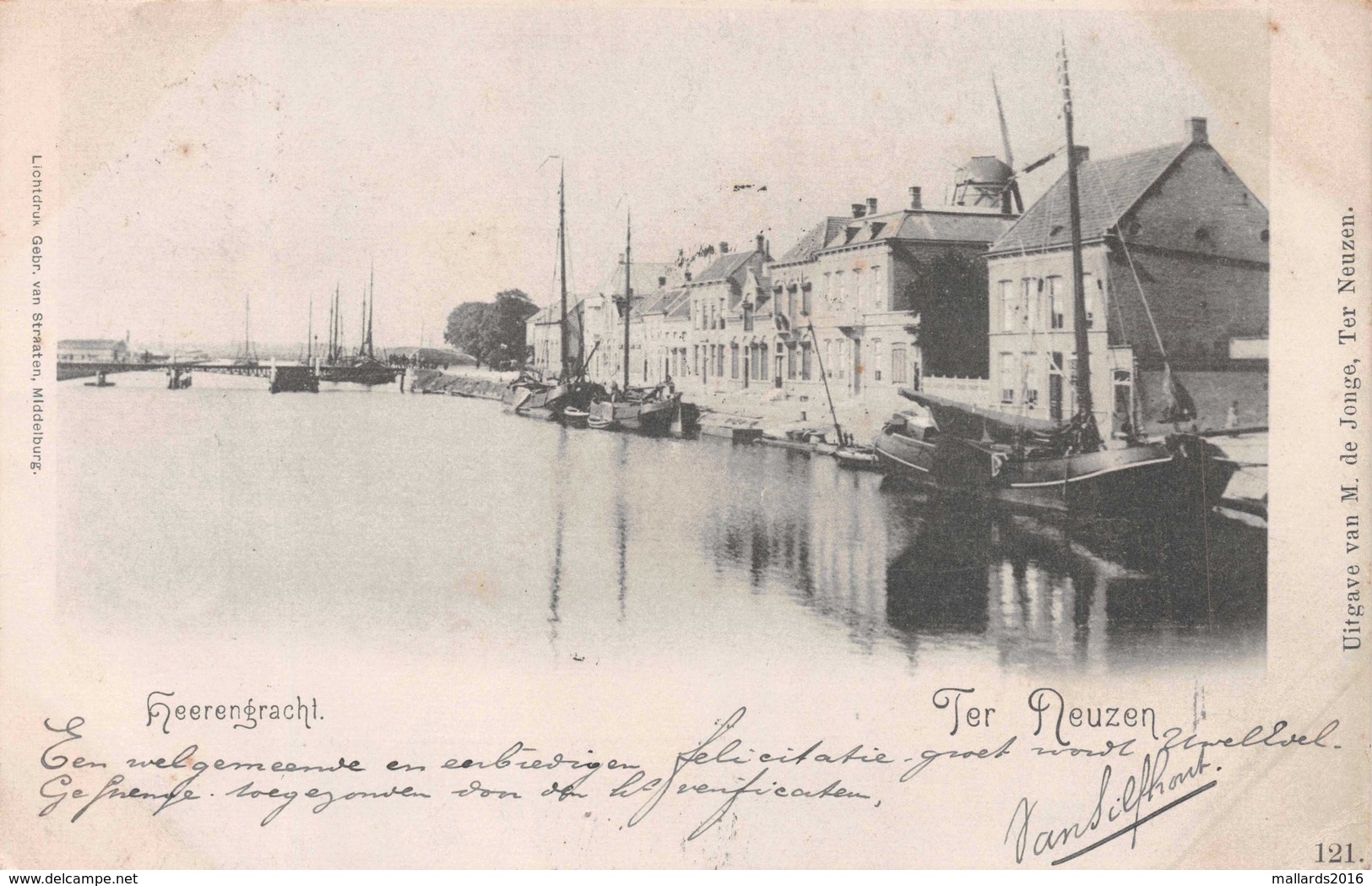 TERNEUZEN - HERENGRACHT - POSTED IN DECEMBER 1899 ~ A 121 YEAR OLD POSTCARD #21406 - Terneuzen