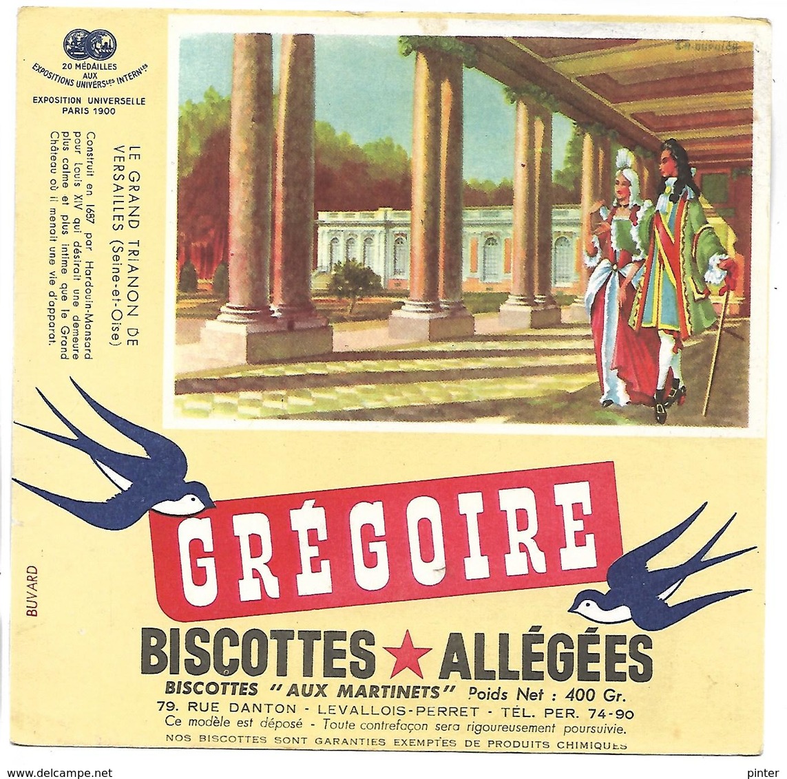 BUVARD - BISCOTTES GREGOIRE - Le Grand Trianon De Versailles - Biscottes
