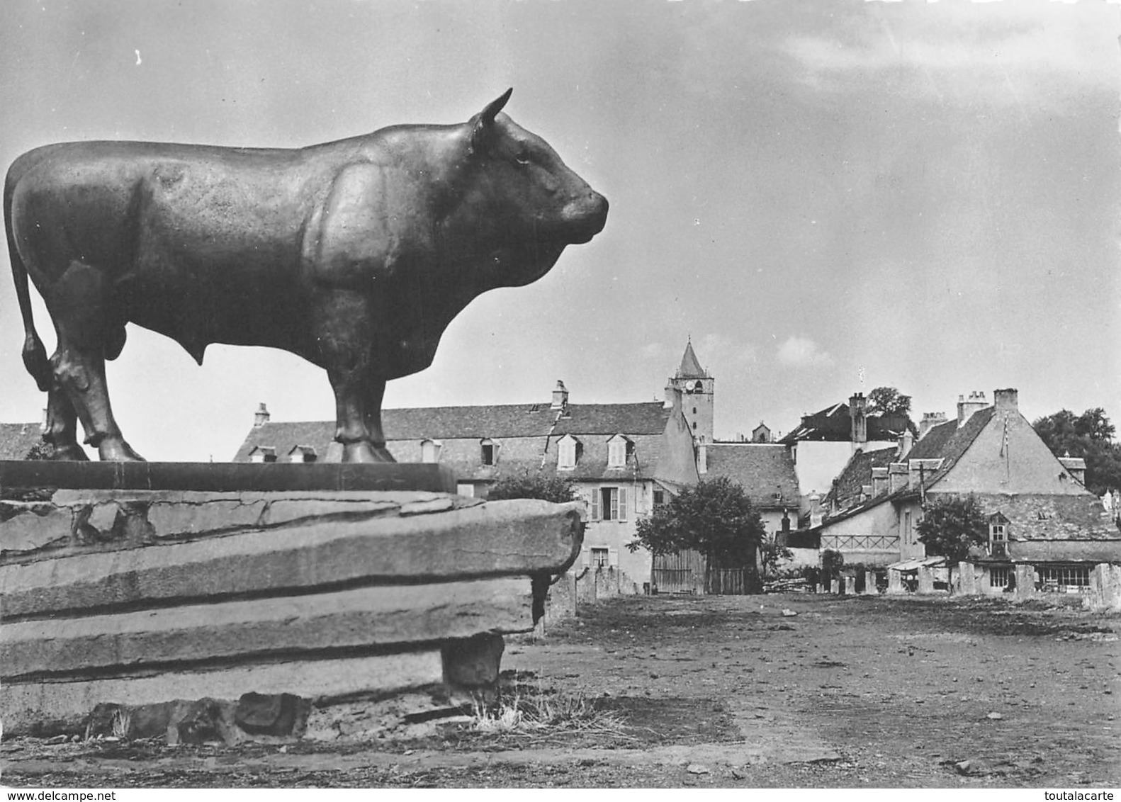 CPSM  12 LAGUIOLE LE CHAMP DE FOIRE ET LE TAUREAU D AUBRAC  Grand Format 15 X 10,5 Cm - Laguiole