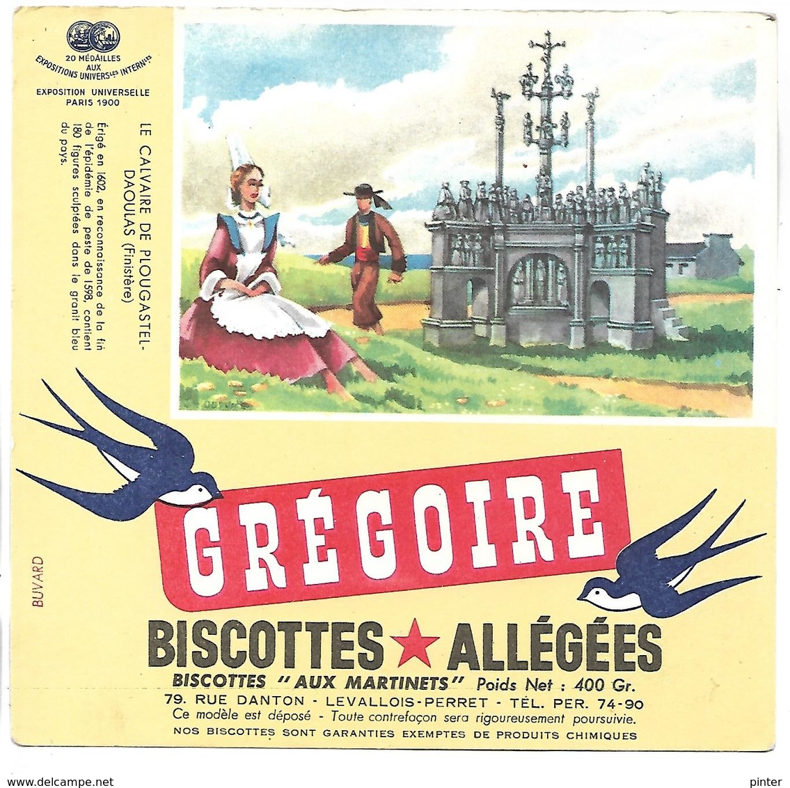 BUVARD - BISCOTTES GREGOIRE - Le Calvaire De PLOUGASTEL DAOULAS - Biscottes