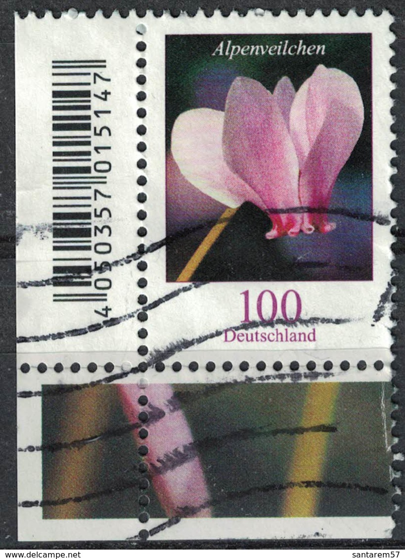 Allemagne 2018 Oblitéré Used Fleur Alpenveilchen Cyclamen Persicum Coin De Feuille SU - Gebraucht