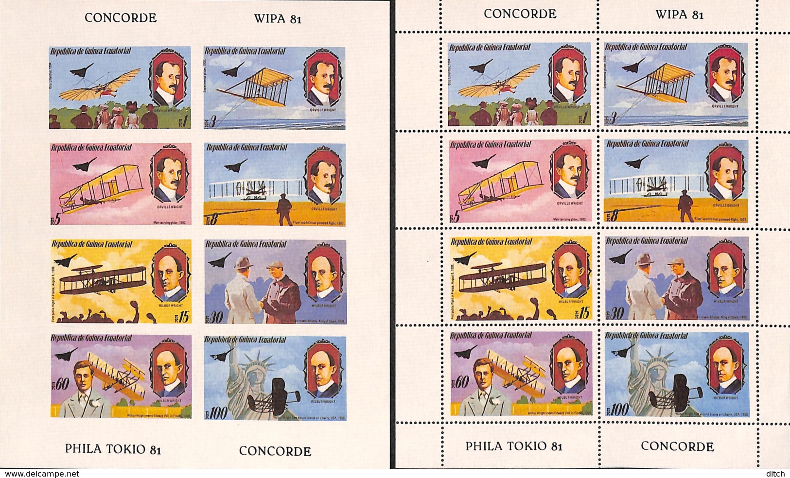 NN - D - [98703]TB//(*)/nogum-NN - Guinée Équatoriale  - Les Feuillets De 8 Timbres, Avec ND/Imperf, Concorde En Logo, A - Guinée Equatoriale