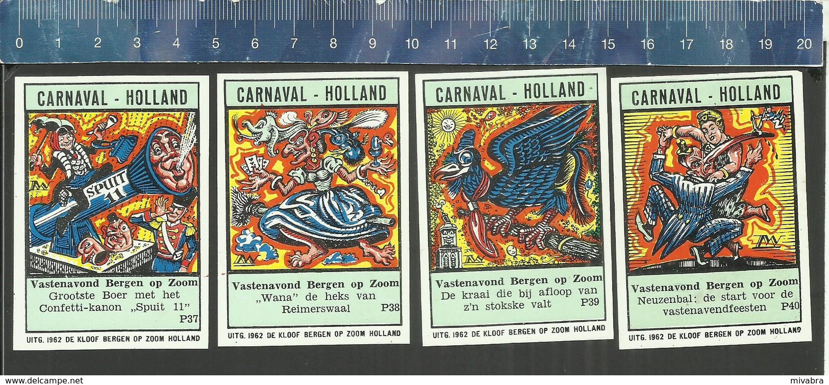 CARNAVAL HOLLAND (2e SERIE-A) BERGEN OP ZOOM KARNAVAL KARNEVAL Dutch matchbox labels DE KLOOF (OLIFANT ELEPHANT)