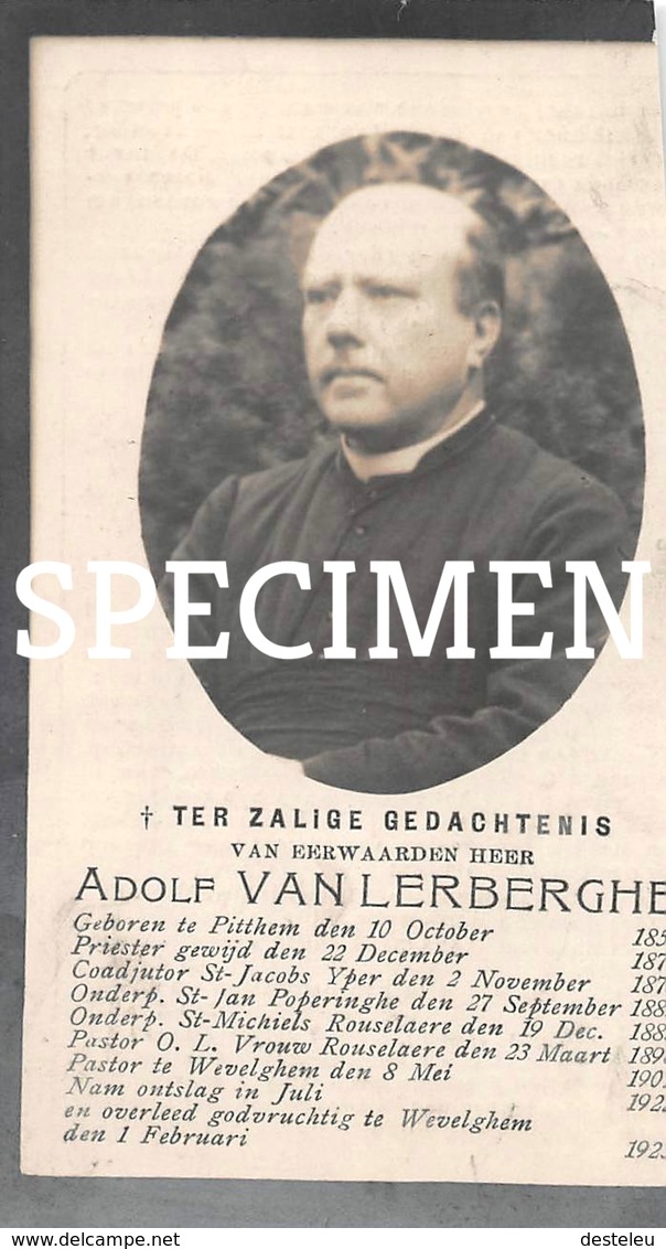 Doodsprentje Adolf Van Lerberghe 1923 - Pittem - Pittem