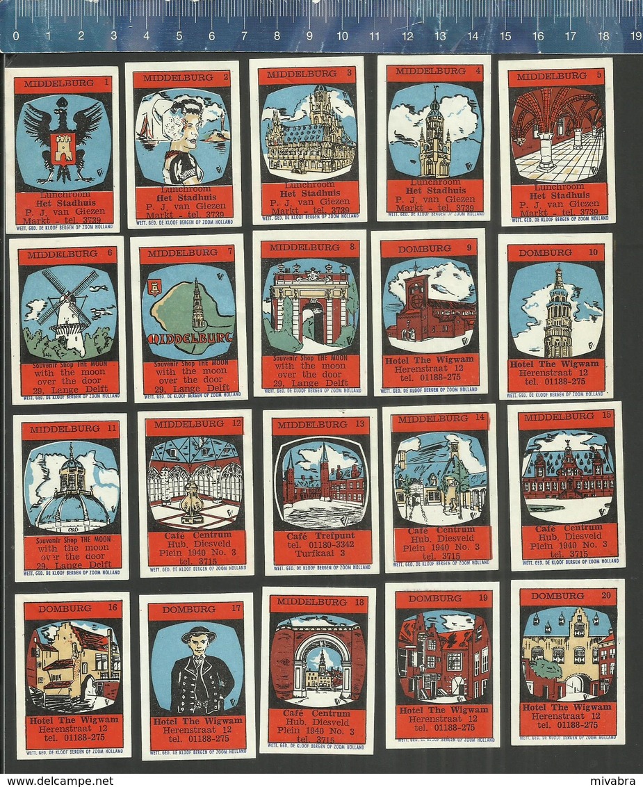 MIDDELBURG - DOMBURG  - DE KLOOF - BERGEN OP ZOOM Dutch Matchbox Labels - Boites D'allumettes - Etiquettes