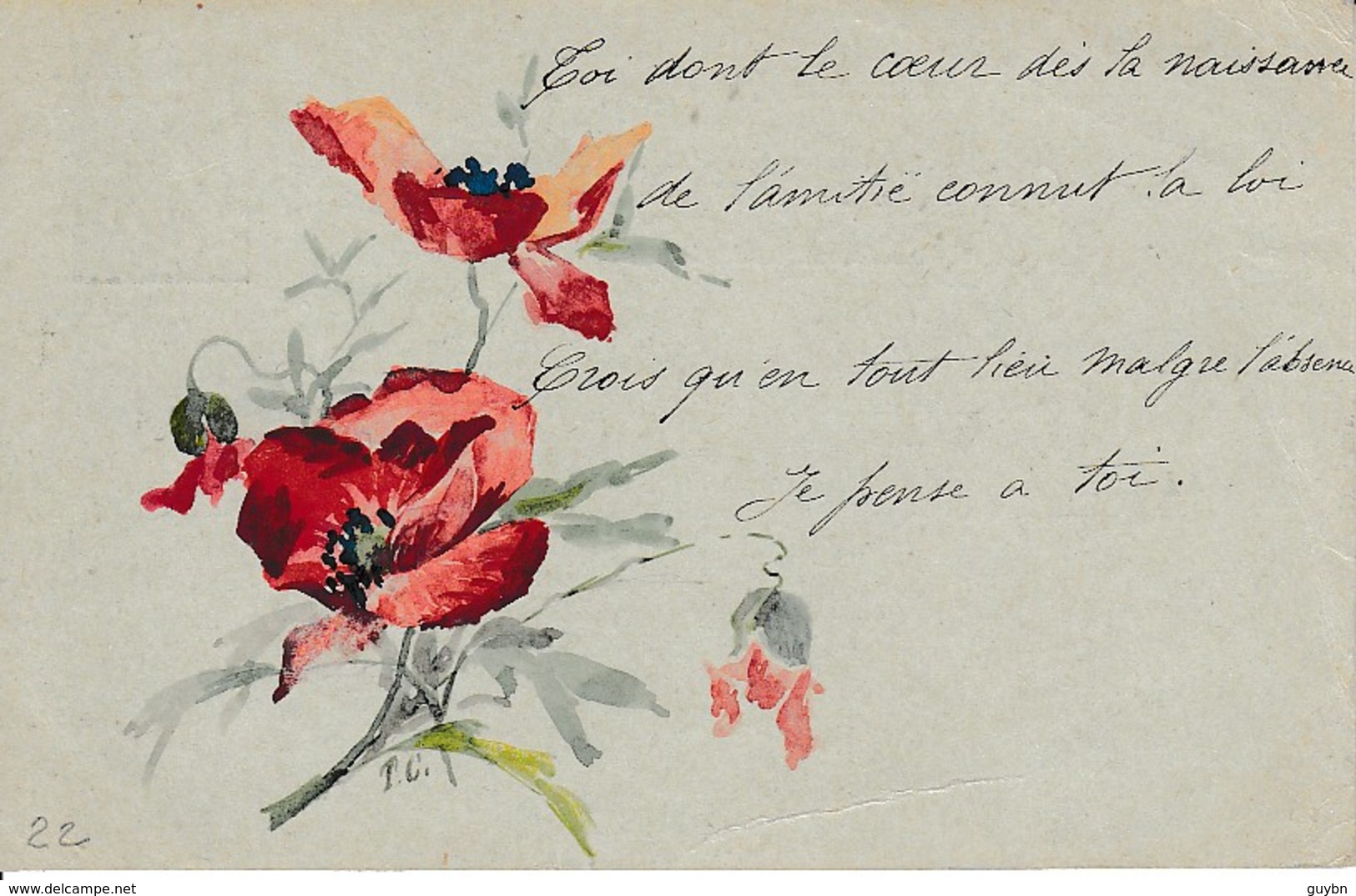 < France Entier  CP 10 C Sage Décoré Fleur Pensée Amour Peinture Gouache .. TTB - Cartes Postales Types Et TSC (avant 1995)