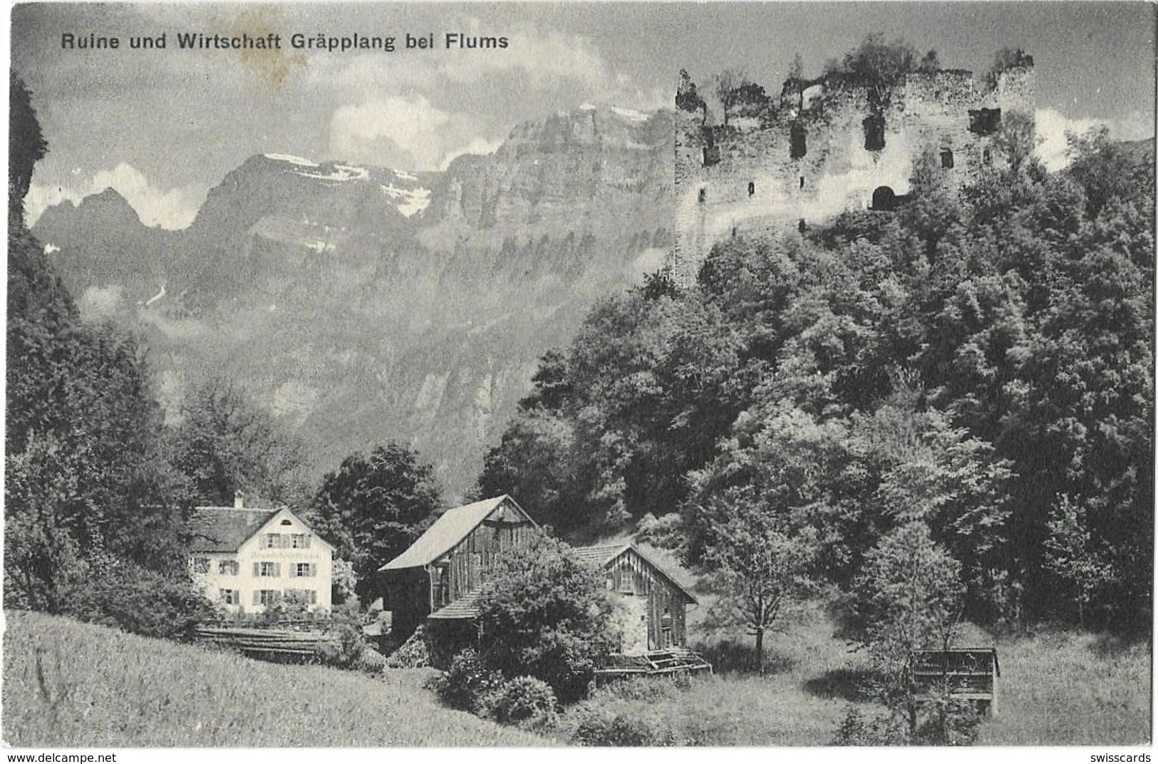FLUMS: Ruine Und Wirtscahft Gräpplang 1913 - Flums