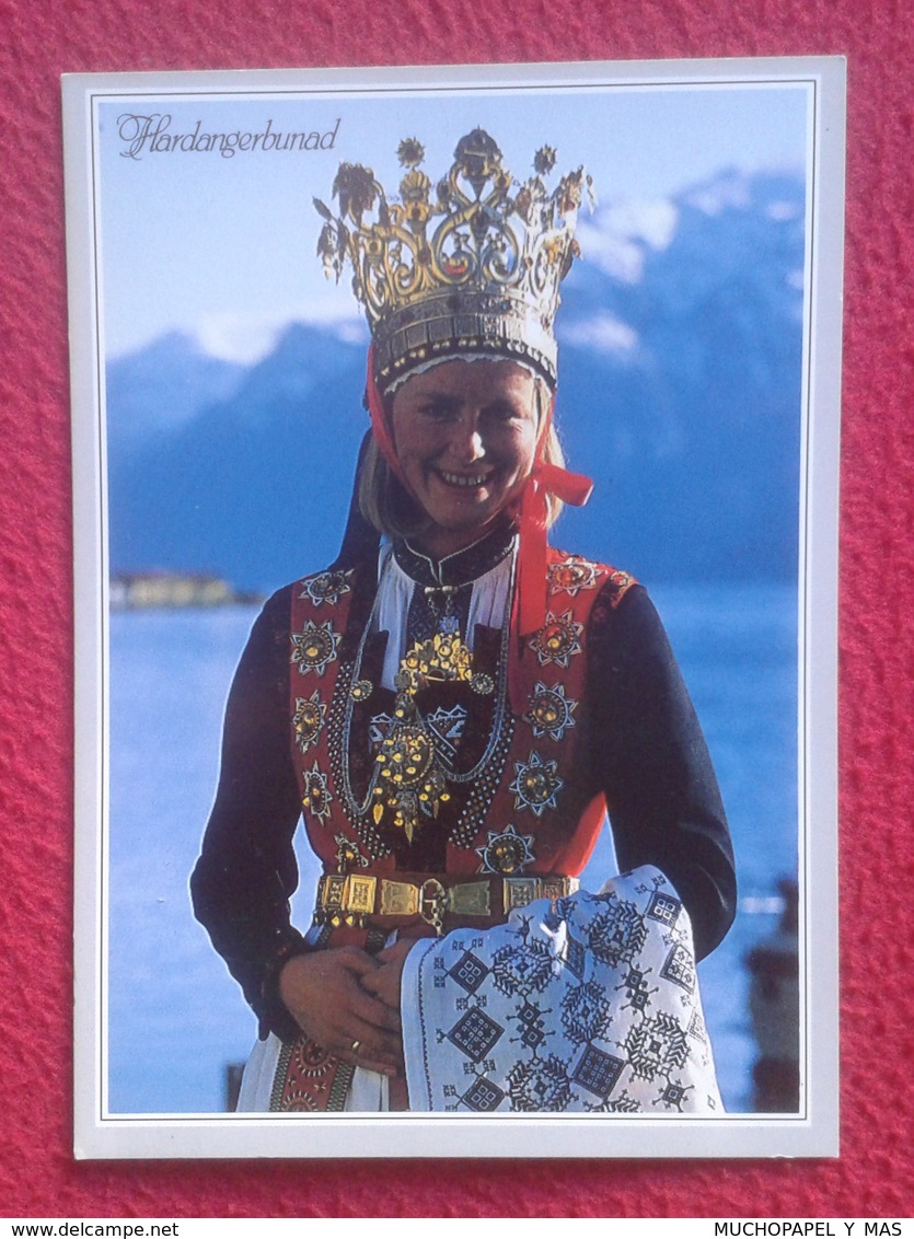 POSTAL POST CARD NORUEGA NORGE NORWAY HARDANGERBUNAD TRAJE TÍPICO ? MUJER VESTIDA WOMAN GIRL DRESS ROBE HAT SOMBRERO.... - Noruega