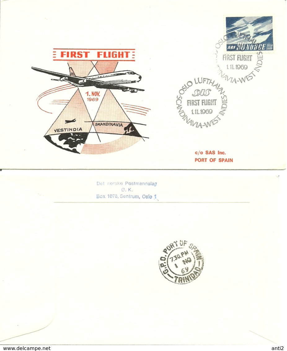 Norway 1969 SAS First Flight Scandinavia - West Indies, Cancelled 1.11.69 - Brieven En Documenten