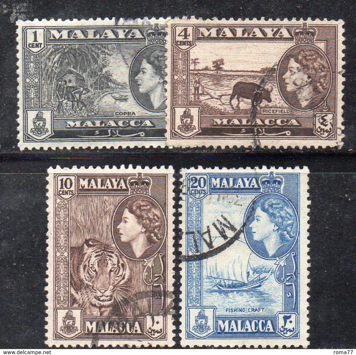 XP4646 - MALACCA MALAYSIA 1957 , 4 Valori Usati  (2380A) - Malacca