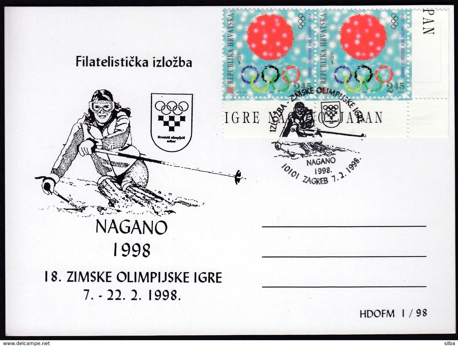 Croatia Zagreb 1998 / Olympic Games Nagano / Philatelic Exhibition / Alpine Skiing - Winter 1998: Nagano