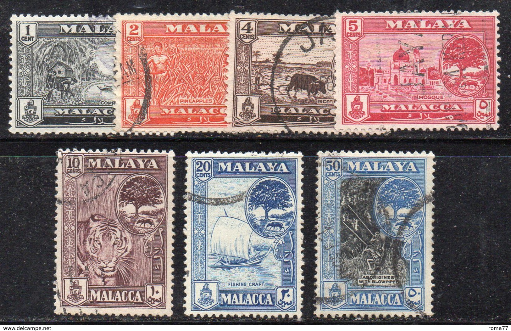 XP4570 - MALACCA MALAYSIA 1960 , 7 Valori Usato  (2380A) - Malacca