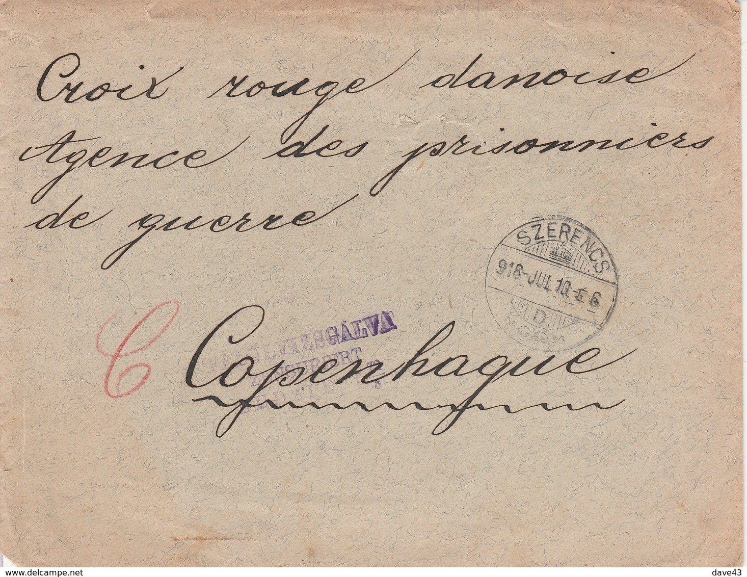 1916 WWI Censor Cover To Red Cross Copenhagen (they Kept Records Of POW On E Front) Re POW - Covers & Documents