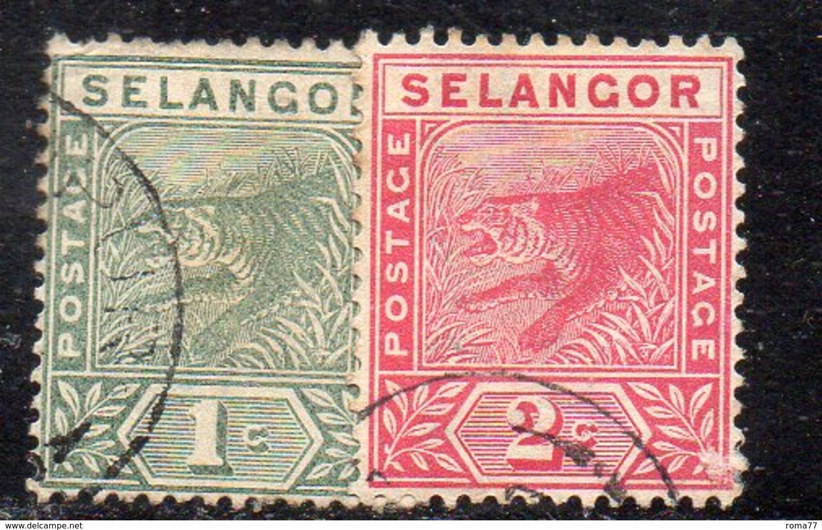 XP4461 - SELANGOR MALAYSIA 1891 , Yvert N. 8+9  USATI  (2380A) - Selangor