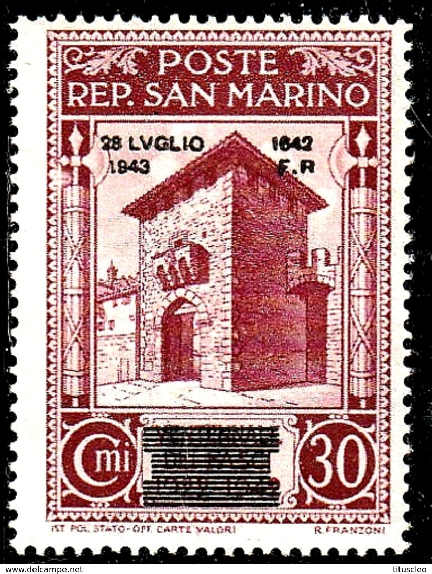 SAINT MARIN 238*  30c Lilas-brun Porte Saint-François Surchargé 28 LUGLIO 1943-1642 FR - Unused Stamps