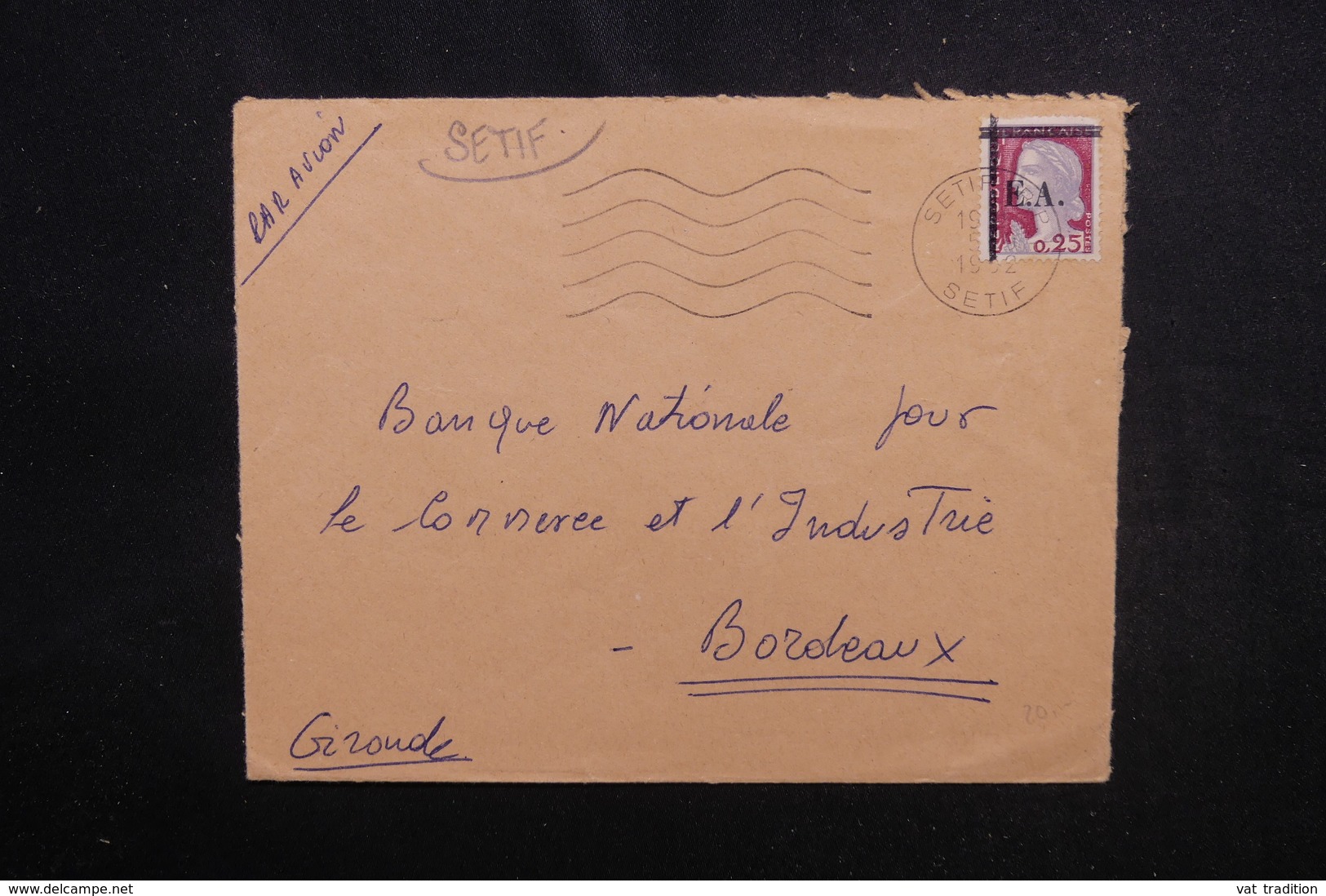 ALGÉRIE - Type Decaris Surchargé EA Sur Enveloppe De Setif En 1962 Pour La France - L 53540 - Algérie (1962-...)