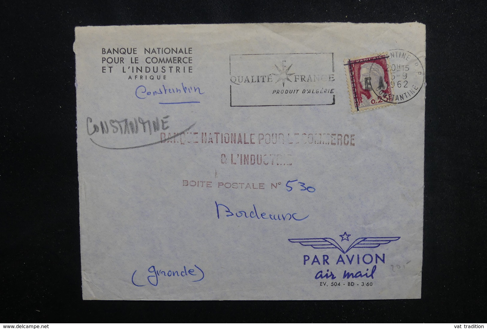 ALGÉRIE - Type Decaris Surchargé EA Sur Enveloppe De Constantine En 1962 Pour La France - L 53547 - Algérie (1962-...)