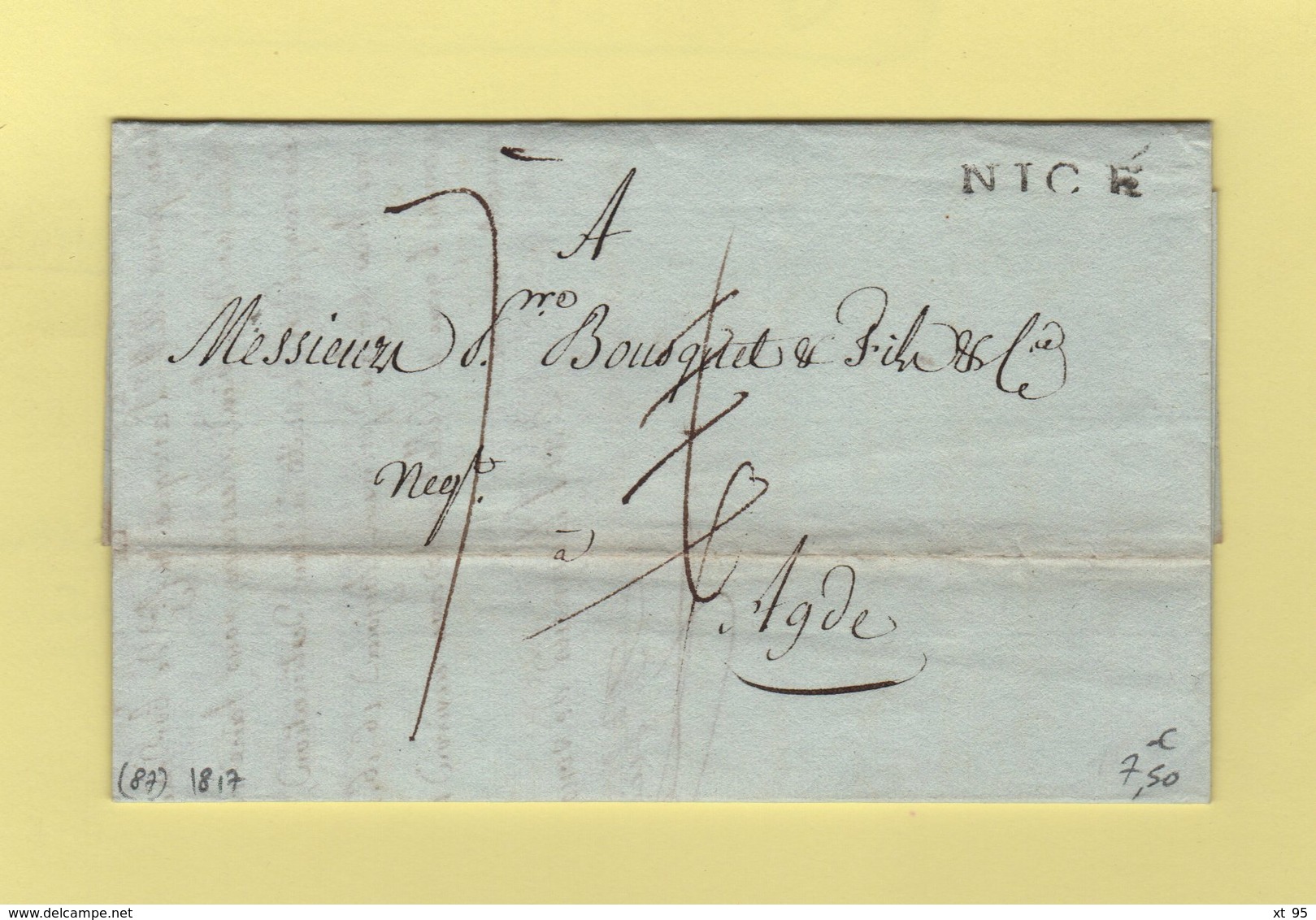 Nice - Alpes Maritimes - 1817 - Taxe Corrigee - 1801-1848: Vorläufer XIX