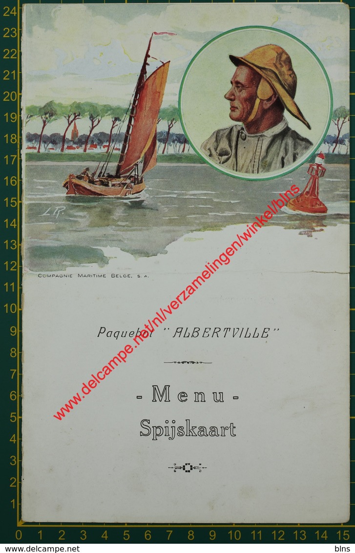 Paquebot Albertville - 18 Novembre 1934 - Compagnie Maritime Belge - CMB - Menu - Menus