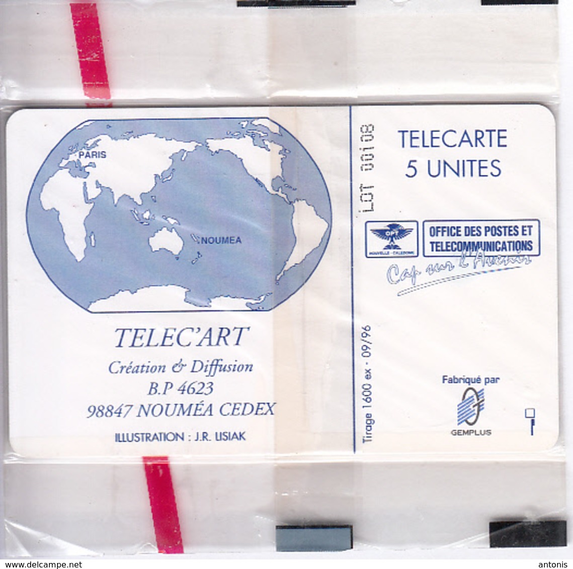 NEW CALEDONIA - Air France, Lot 00108 On Reverse, Tirage %1100, 09/96, Mint - Neukaledonien