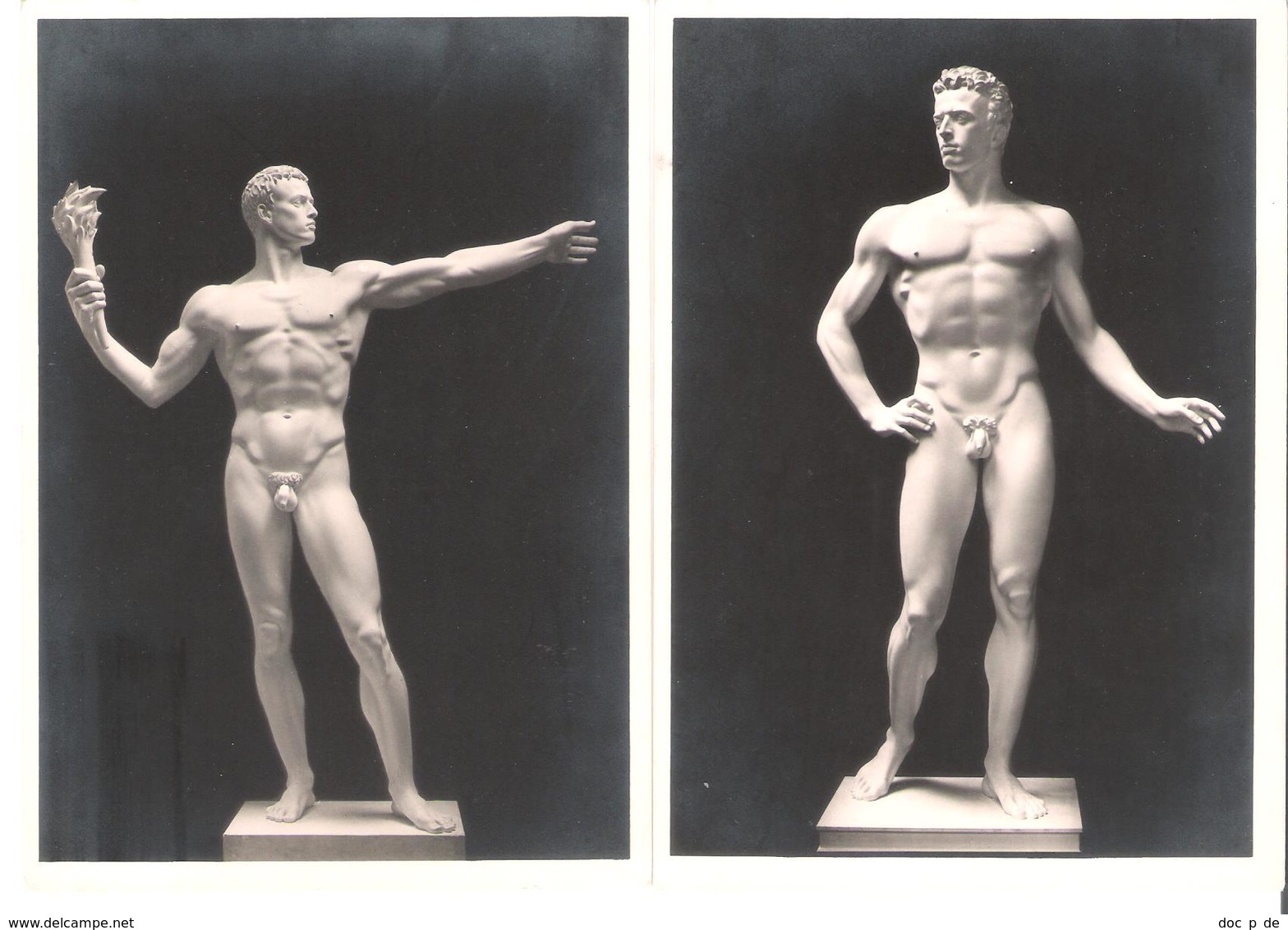 2 Cards - Arno Breker - Skulpture - Homme - Nude Men - Monumentalfigur - Der Wager - Kunst Im 3. Reich WW II Patriotic - Skulpturen