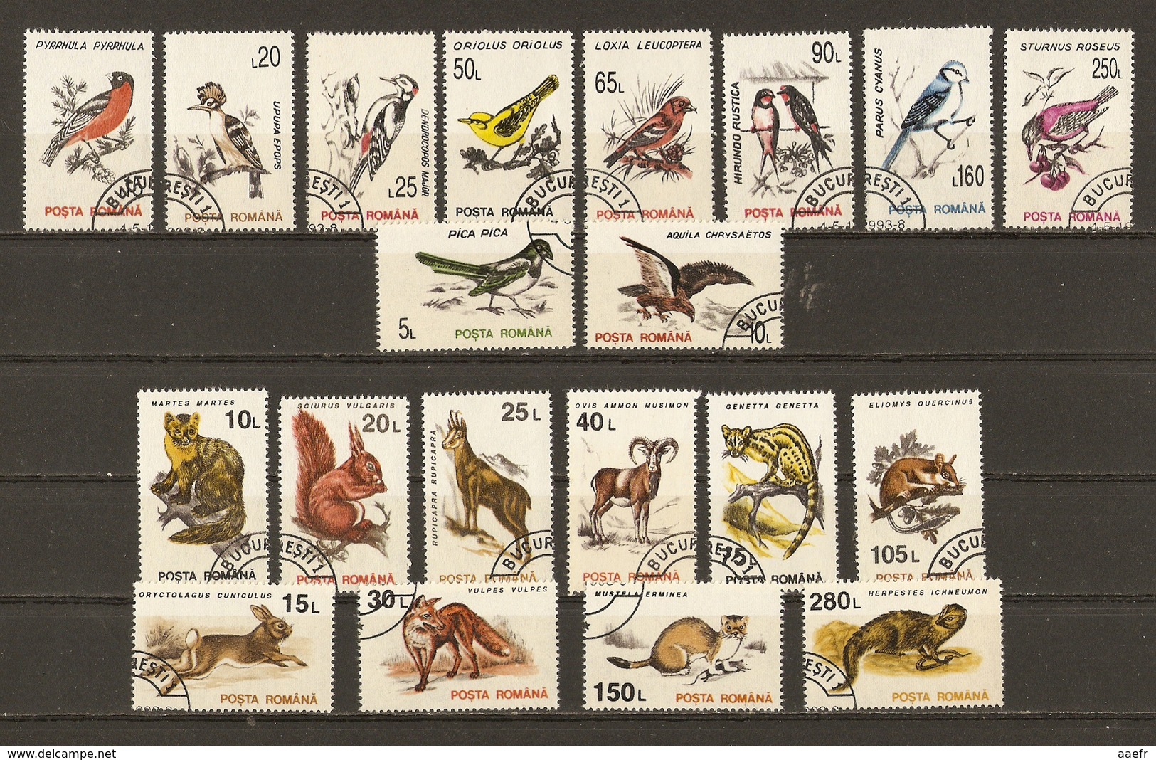 Roumanie 1993 - Faune - Oiseaux Et Mammifères - 2 Séries Complètes° - 4065/74 -  4094a/4102a - Lots & Kiloware (mixtures) - Max. 999 Stamps