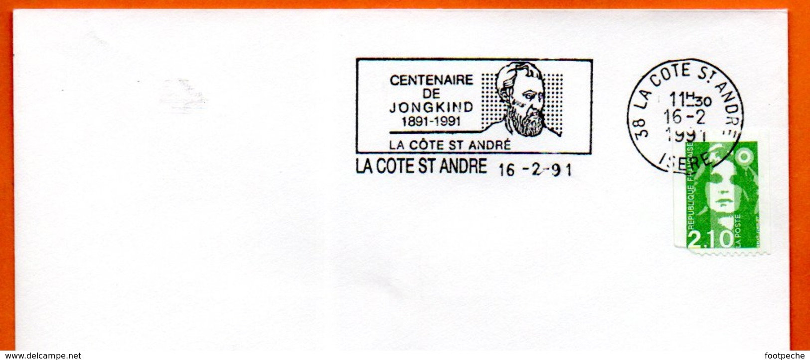 38 LA COTE DT ANDRE   JONGKIND  1992 Lettre Entière N° MN 464 - Oblitérations Mécaniques (flammes)