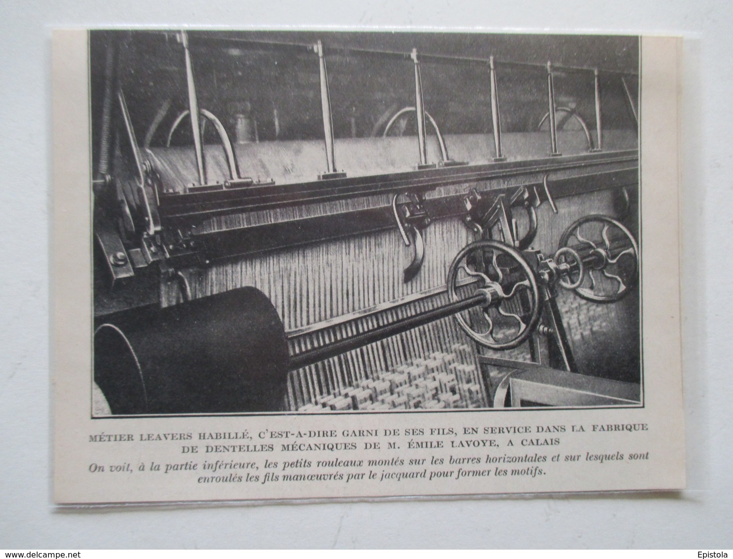 CALAIS   - Métier à Tisser "Leavers"   Ets EMILE LAVOYE   - Coupure De Presse De 1920 - Autres Appareils