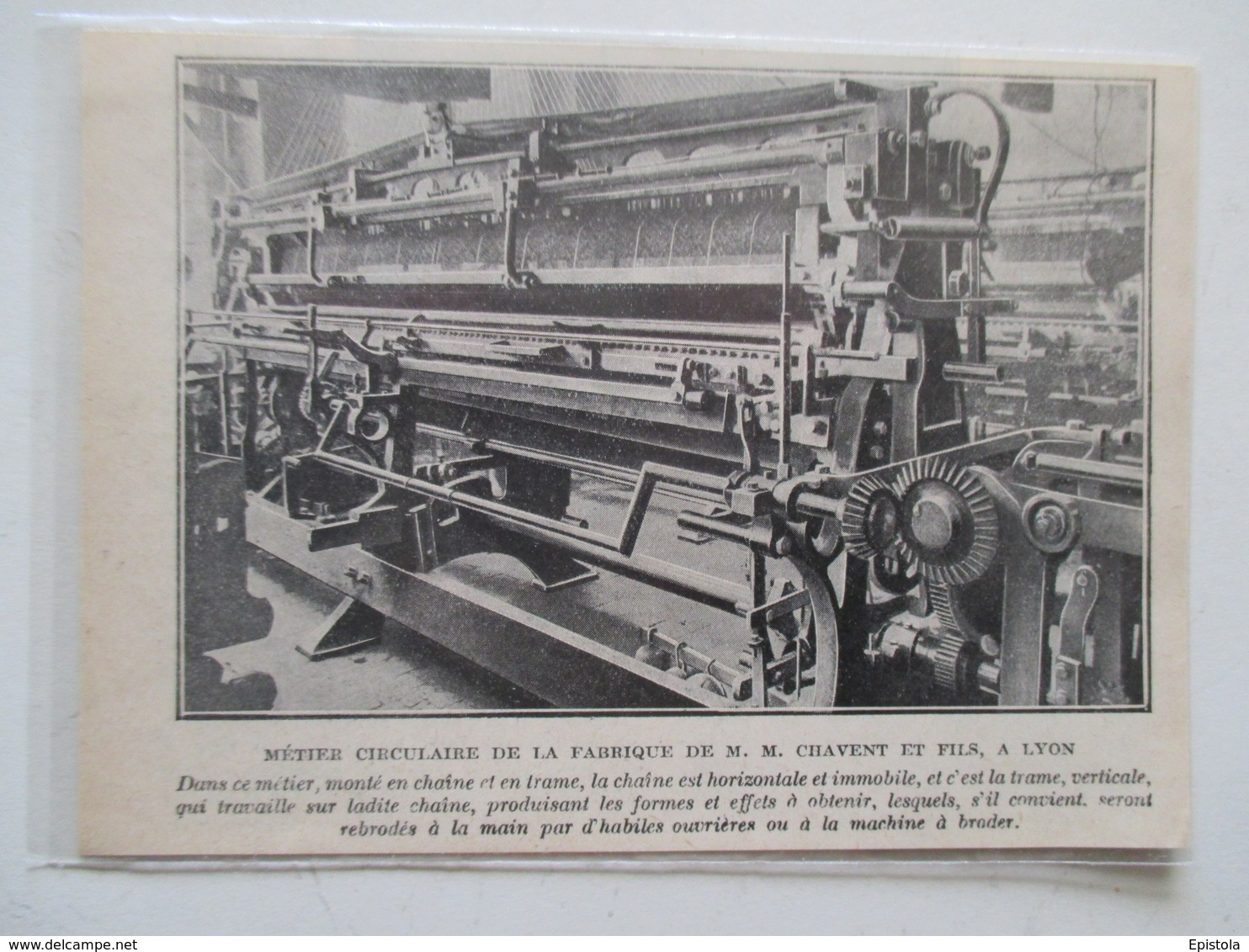 LYON    - Métier à Tisser "Leavers"   Ets CHAVENT & Fils    - Coupure De Presse De 1922 - Andere Geräte