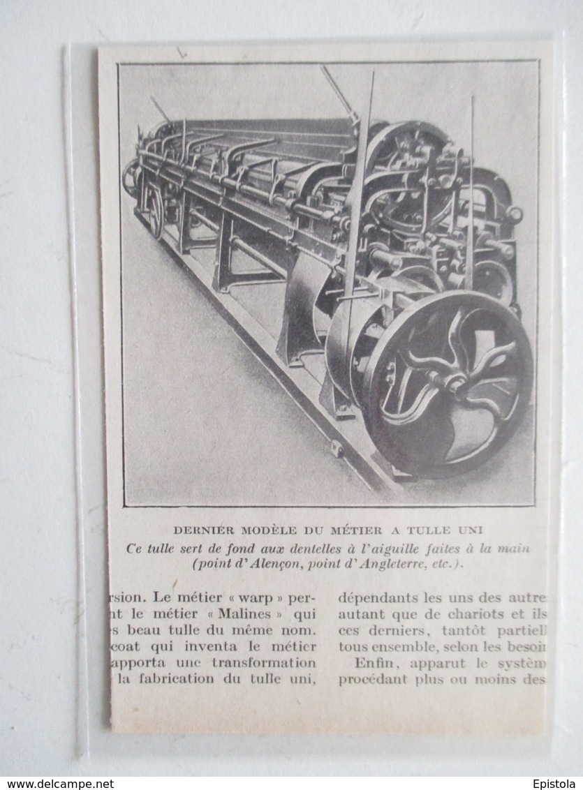 France - Métier à Tisser "WARP"  Pour Taille Uni  - Coupure De Presse De 1922 - Autres Appareils