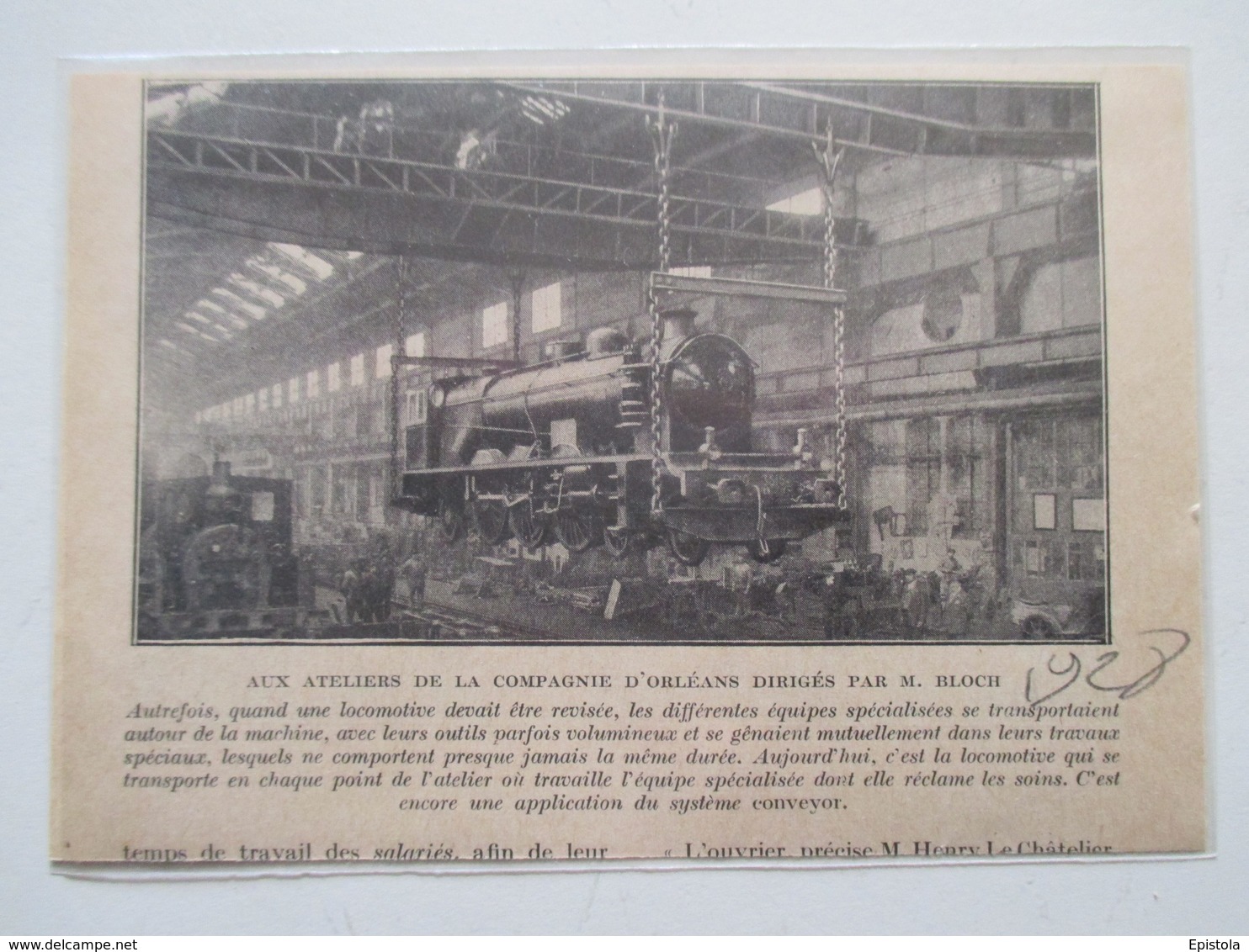 Révision De Locomotive - Compagnie D'Orléans    - Coupure De Presse De 1928 - Chemin De Fer