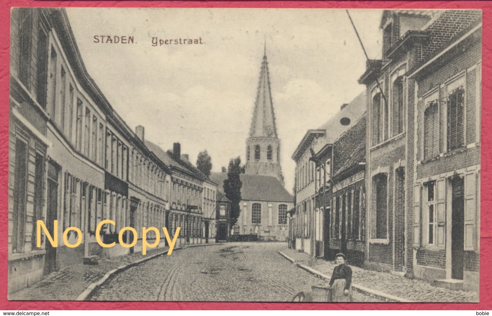 Staden Belgium Belgique : Yperstraat  / Krieg 1914-18 : Militär Stempel " Landw. Inft. Regt. Nr74 Komp. 4 " - Staden